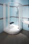 Sprchový kout, který se vyrábí ve všech možných dekorech polystyrenu či tvrzeného skla (RAVAK)